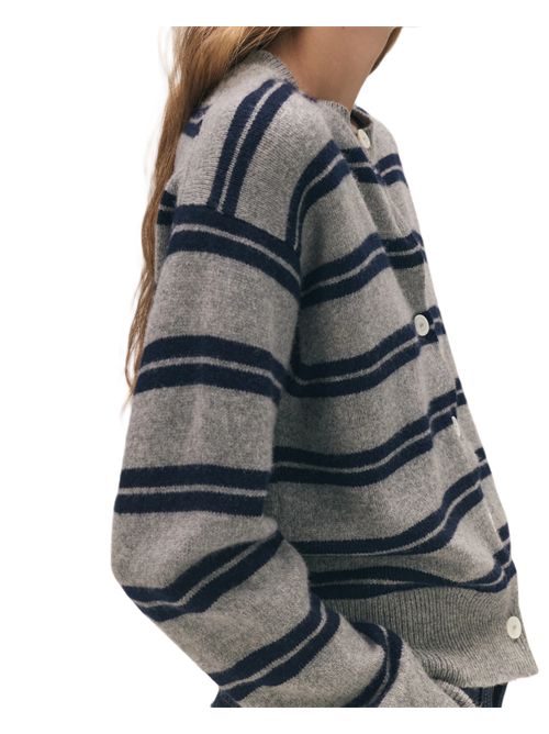 Ada Crewneck Cardigan &DAUGHTER | KDA00838FLANNEL GREY WITH NAVY